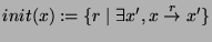 $ init(x):=\{r\mid \exists x',x\overset {r}{\to }x'\} $